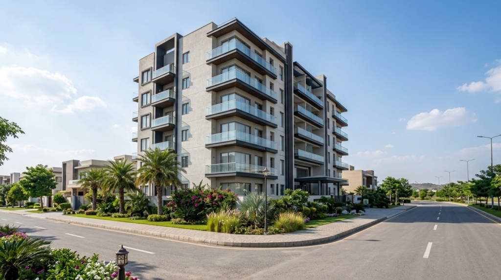 Representative image of an apartment building in Bahria Town. Not a photograph of the property on this page.