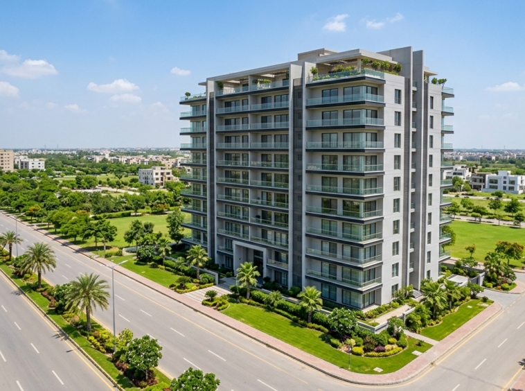 Representative image of an apartment building in Bahria Town. Not a photograph of the property on this page.