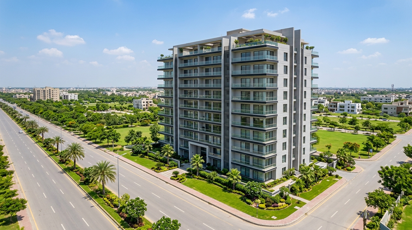 Representative image of an apartment building in Bahria Town. Not a photograph of the property on this page.