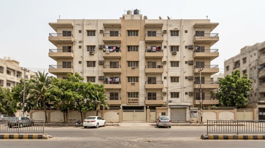 Representative apartment building exterior, karachi