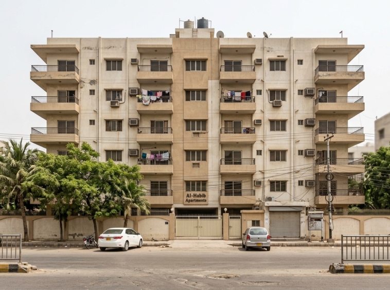 Representative apartment building exterior, karachi