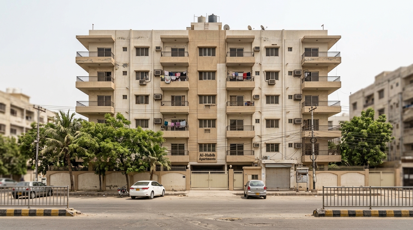 Representative apartment building exterior, karachi