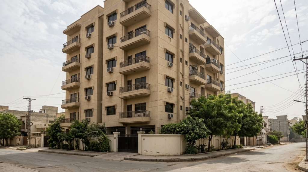 Representative apartment building exterior, karachi