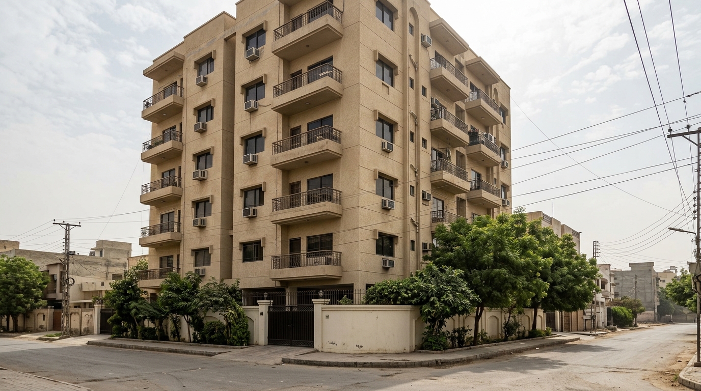 Representative apartment building exterior, karachi