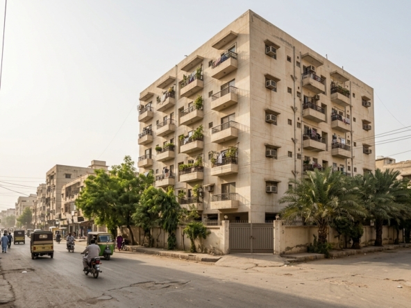 Representative apartment building exterior, karachi