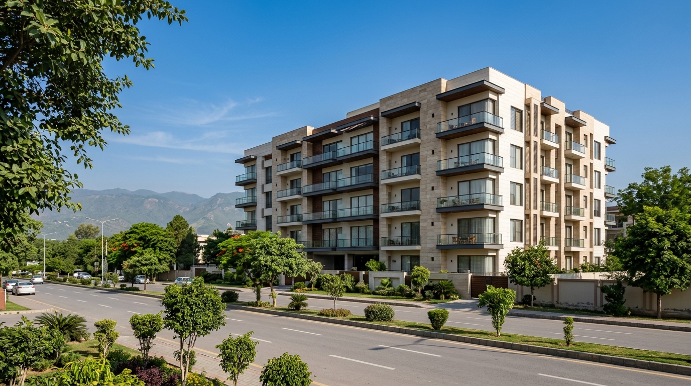 Representative image of an apartment building in Islamabad. Not a photograph of the property on this page.