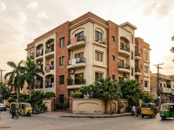 Representative image of an apartment building in Lahore. Not a photograph of the property on this page.