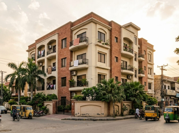 Representative image of an apartment building in Lahore. Not a photograph of the property on this page.