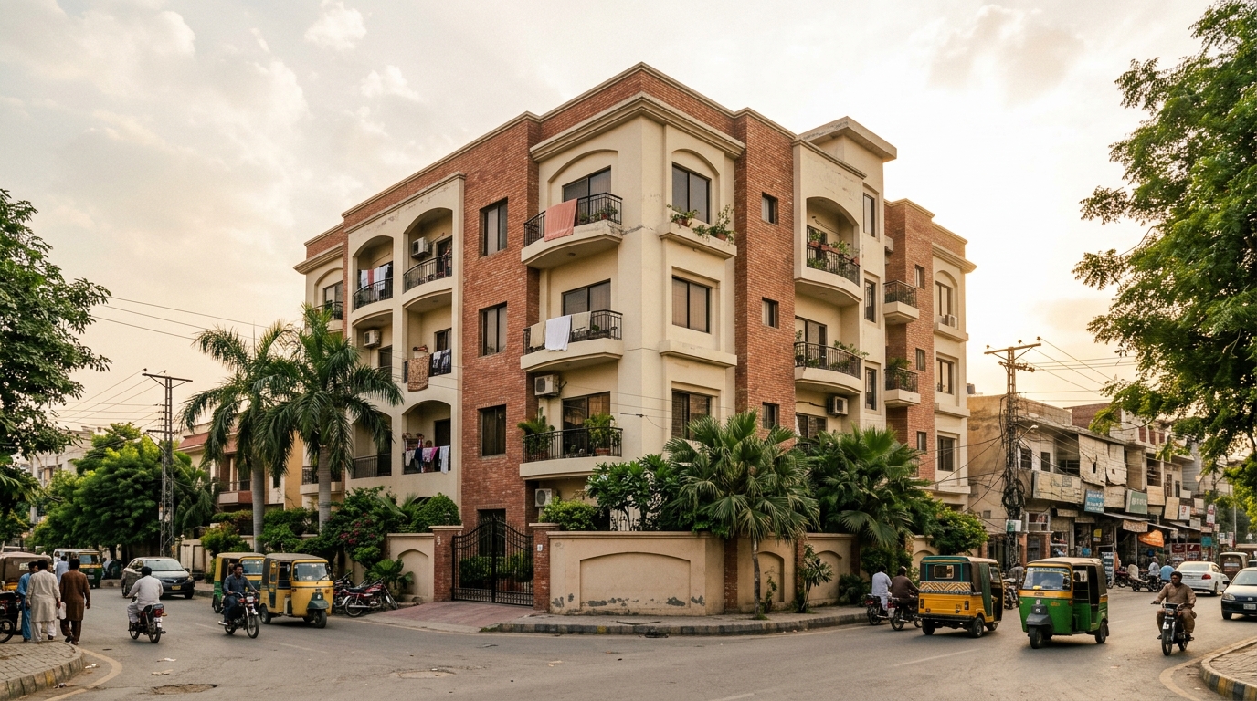 Representative image of an apartment building in Lahore. Not a photograph of the property on this page.
