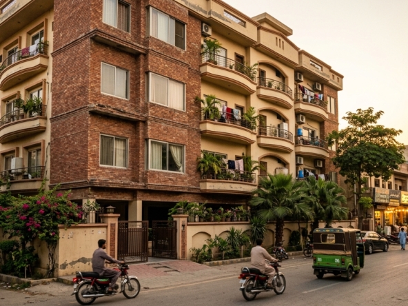 Representative image of an apartment building in Lahore. Not a photograph of the property on this page.