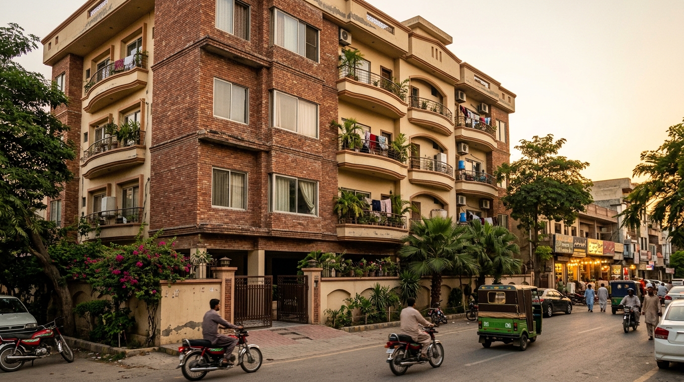 Representative image of an apartment building in Lahore. Not a photograph of the property on this page.