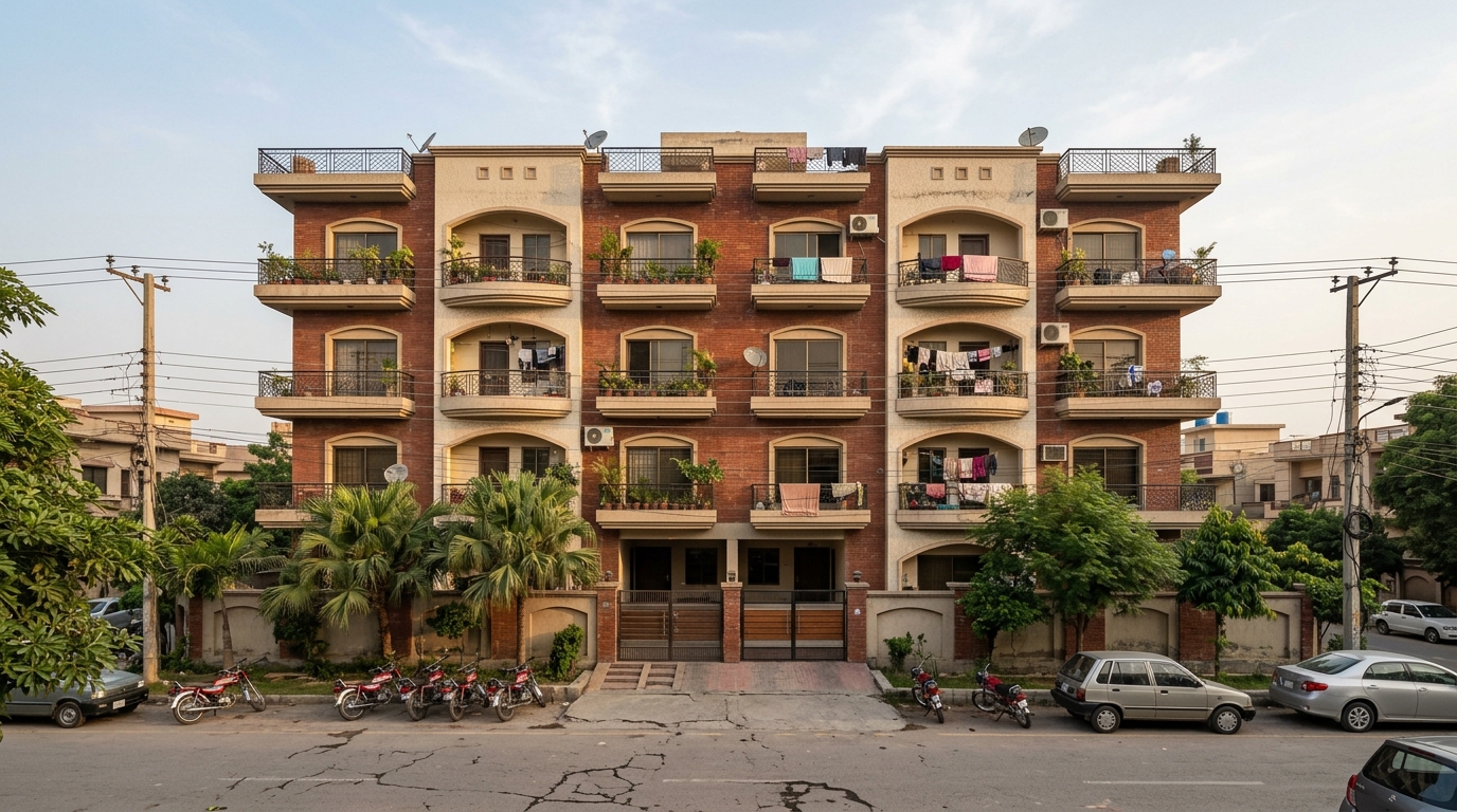 Representative image of an apartment building in Lahore. Not a photograph of the property on this page.