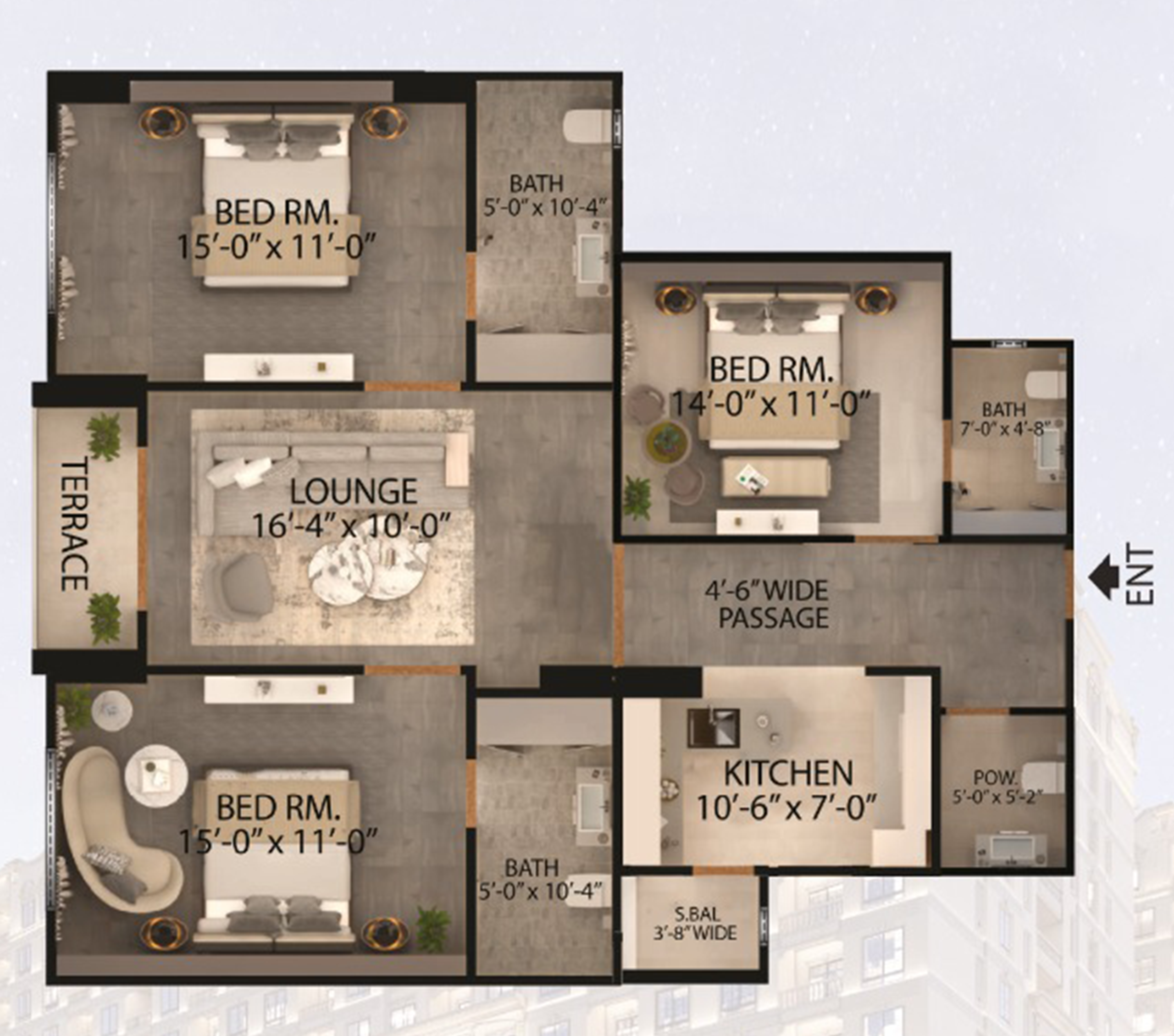 3 Bed Lounge Floor Plan