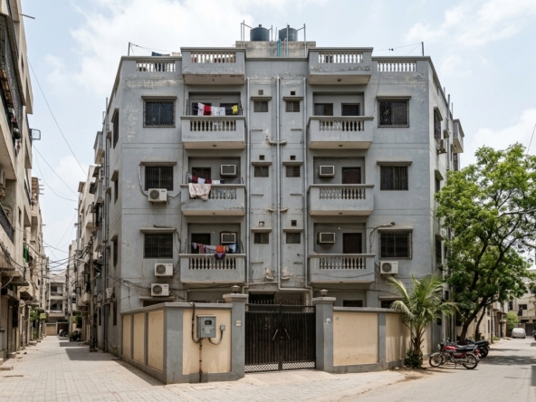 Representative image of an apartment building in Karachi. Not a photograph of the property on this page.