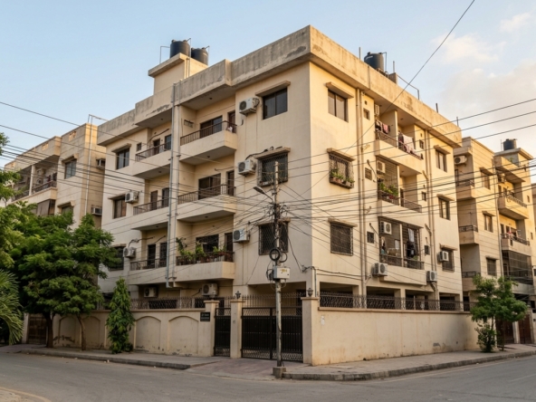 Representative image of an apartment building in Karachi. Not a photograph of the property on this page.