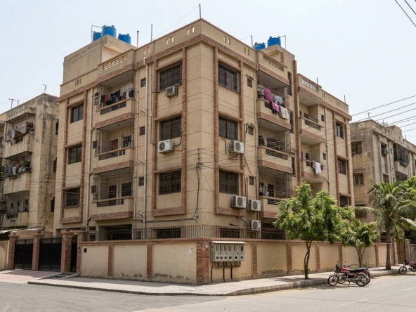 Representative image of an apartment building in Karachi. Not a photograph of the property on this page.
