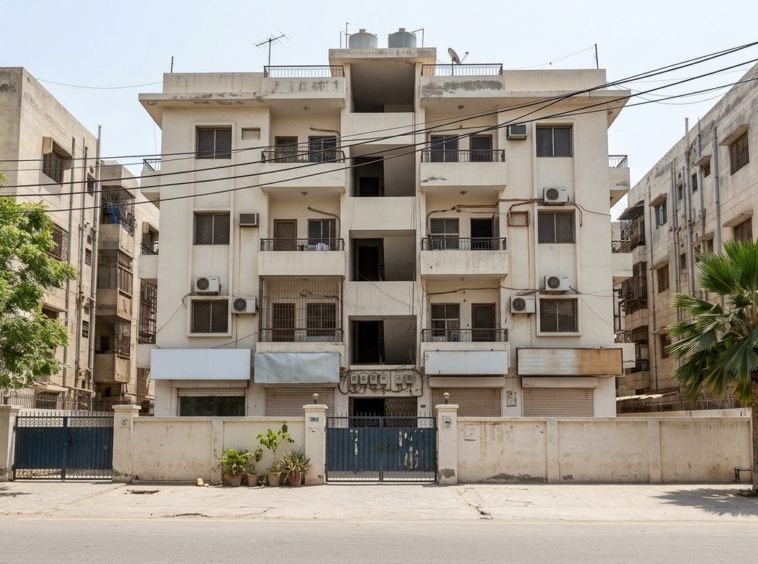 Representative image of an apartment building in Karachi. Not a photograph of the property on this page.