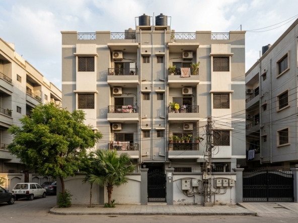 Representative image of an apartment building in Karachi. Not a photograph of the property on this page.