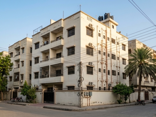 Representative image of an apartment building in Karachi. Not a photograph of the property on this page.