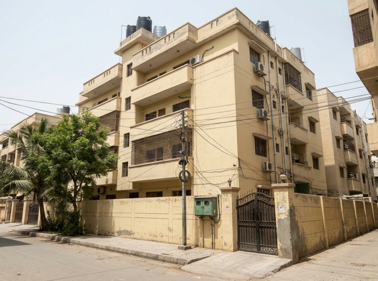 Representative image of an apartment building in Karachi. Not a photograph of the property on this page.