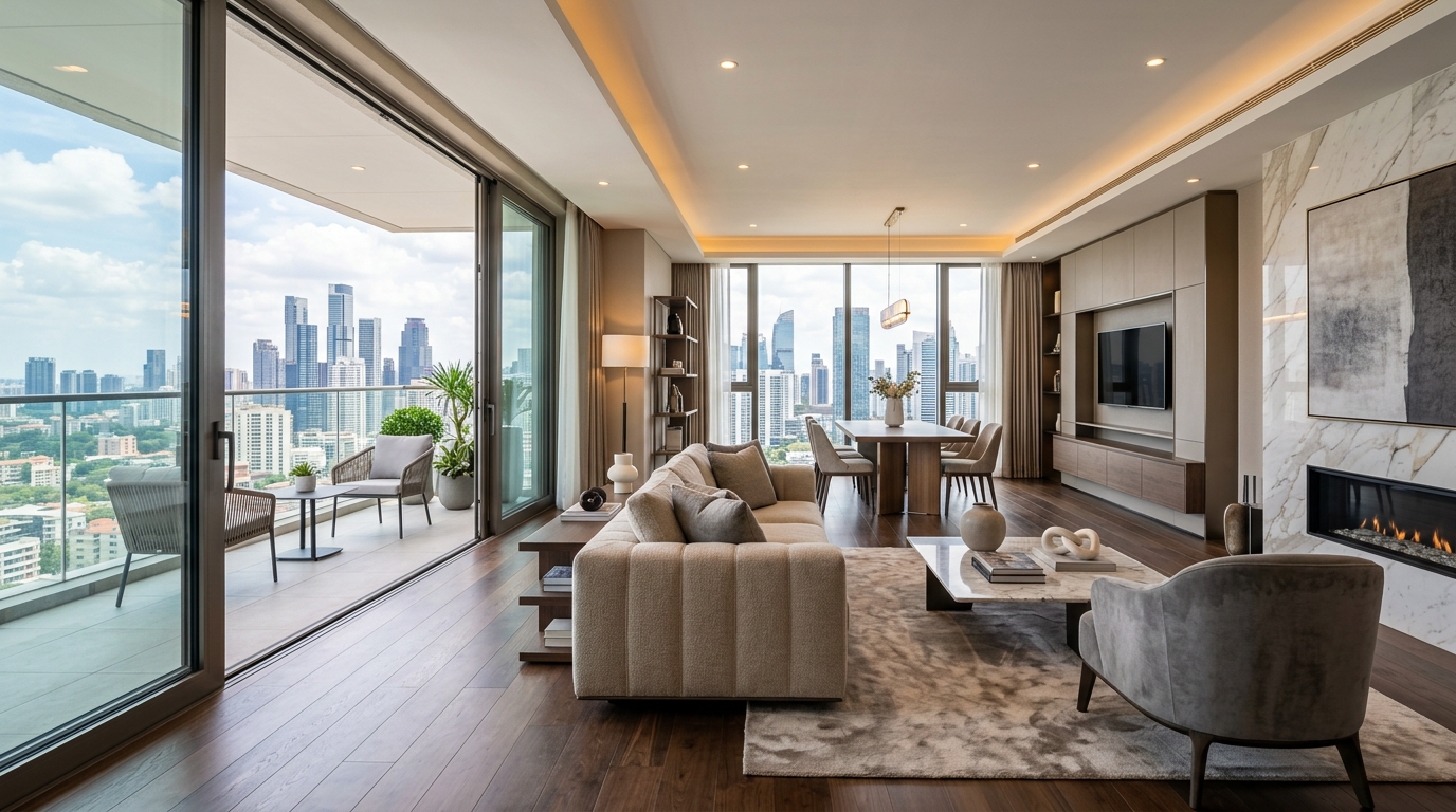 Spacious Apartment Living & Drawing